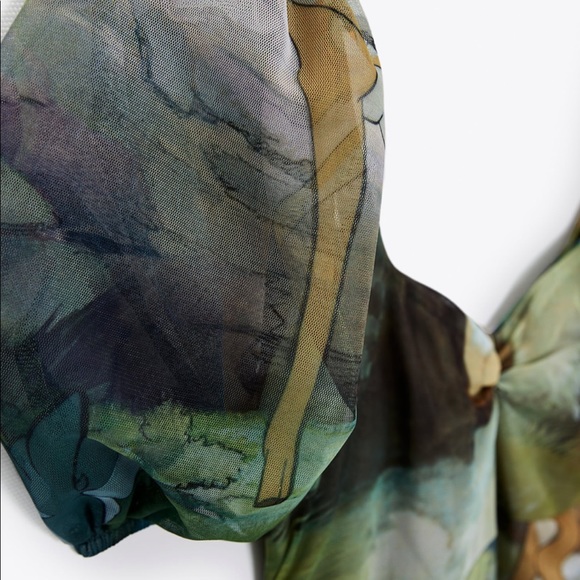 Zara Disney Bambi Print Tulle Midi Dress NWT Small - Picture 5 of 13